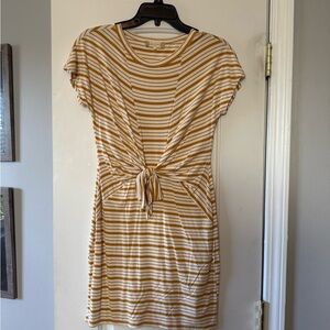 Altar'd State Mustard and White Striped Mini Dress